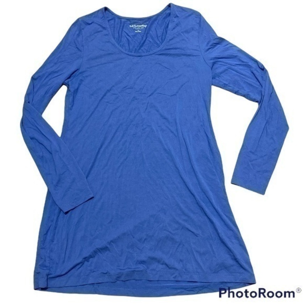 Soft Surroundings Woman’s Blue Scoop Neck Rayon Long Sleeved Tunic Top medium